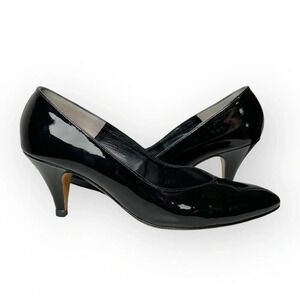 Bally Black Patent Leather Kitten  Heel
